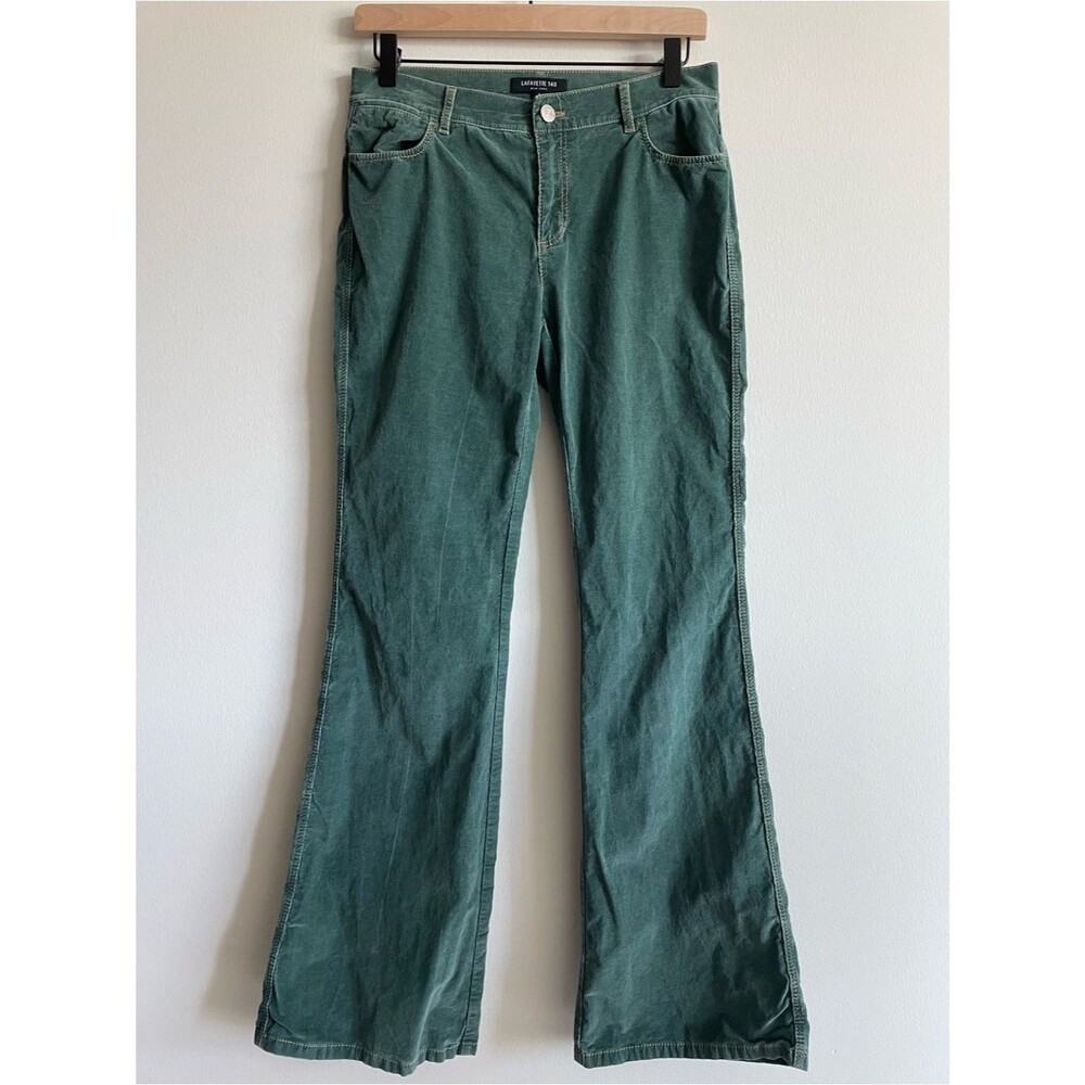 Lafayette 148 NY green small wale baby cord corduroy flare bootcut pants 4